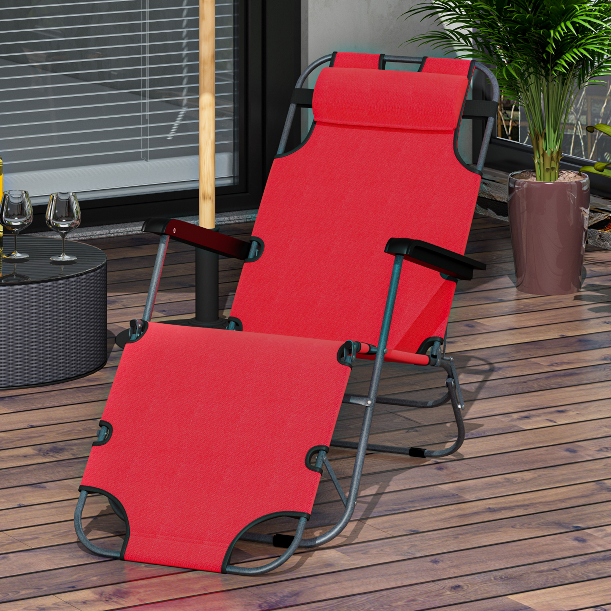 Support de bras réglable Coussin et pied pour Garden Load 136 kg 135x60x89 cm rouge