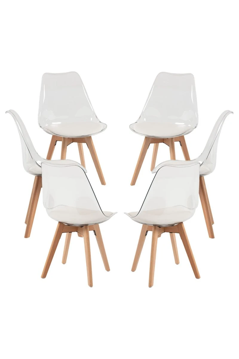 Pack 6 Cadeiras Synk Transparentes – Design Leve e Estrutura Sólida