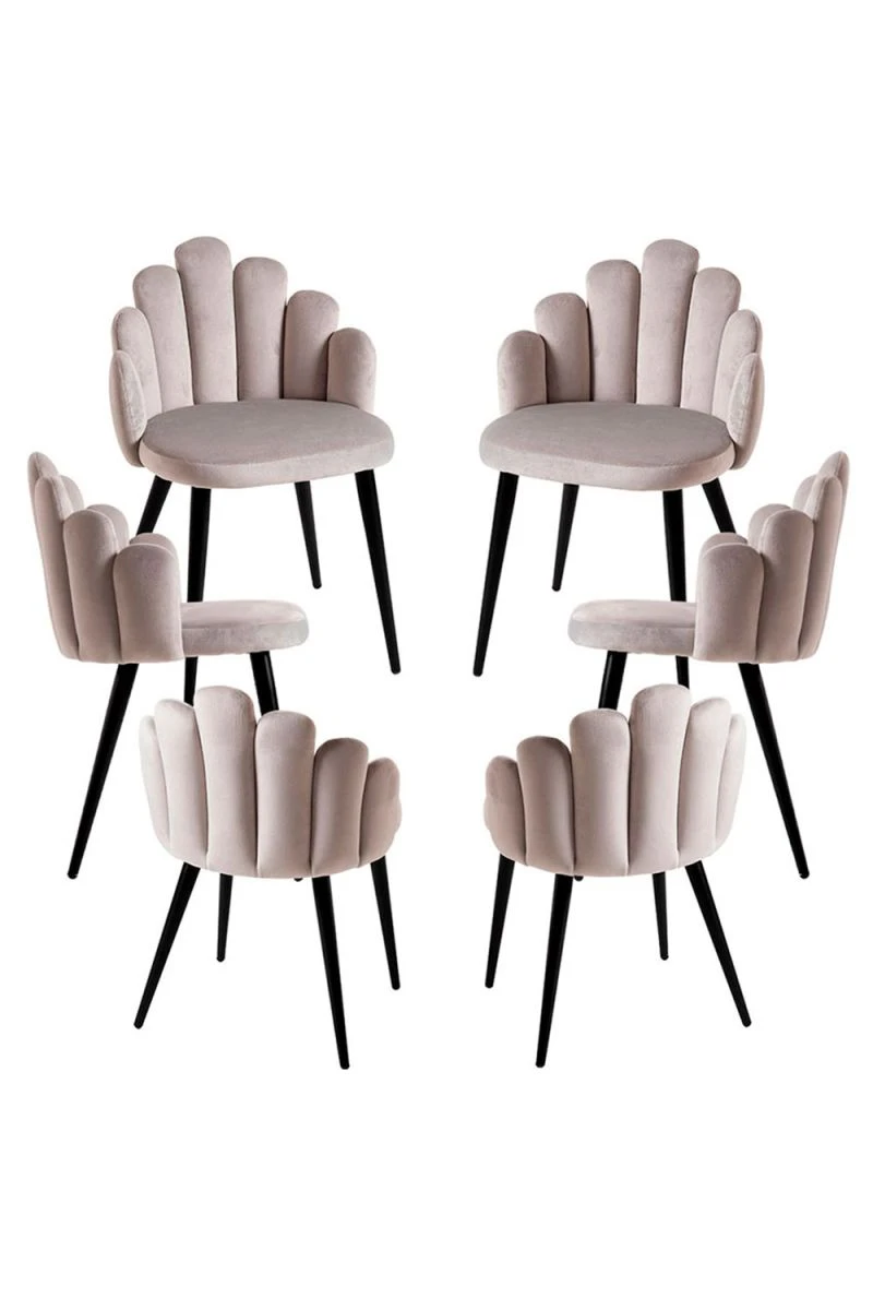 Pack 6 Cadeiras Hand Veludo Pernas Pretas – Elegância e