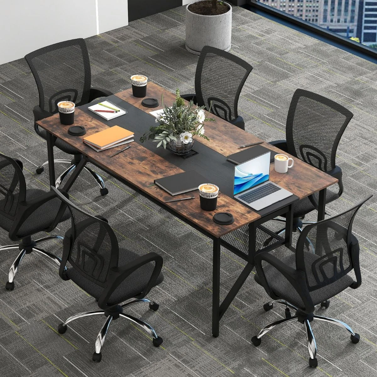 Mesa de Conferência Rectangular 6-8 Pessoas com Pratele