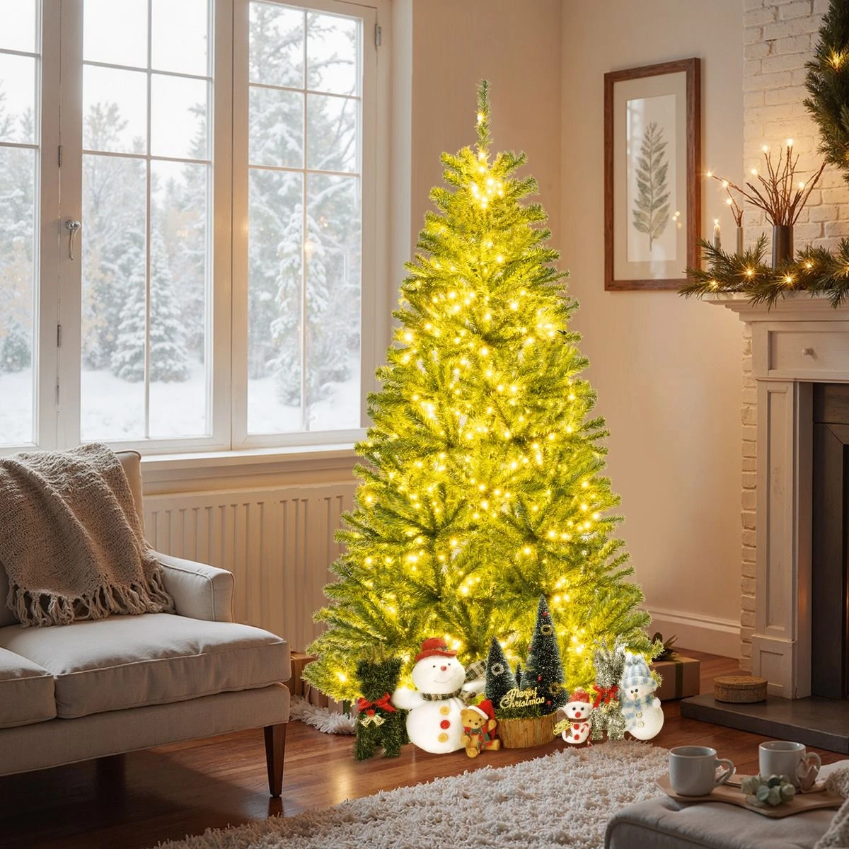 Árvore de Natal Artificial 180 cm Pré-iluminada 700 Luz