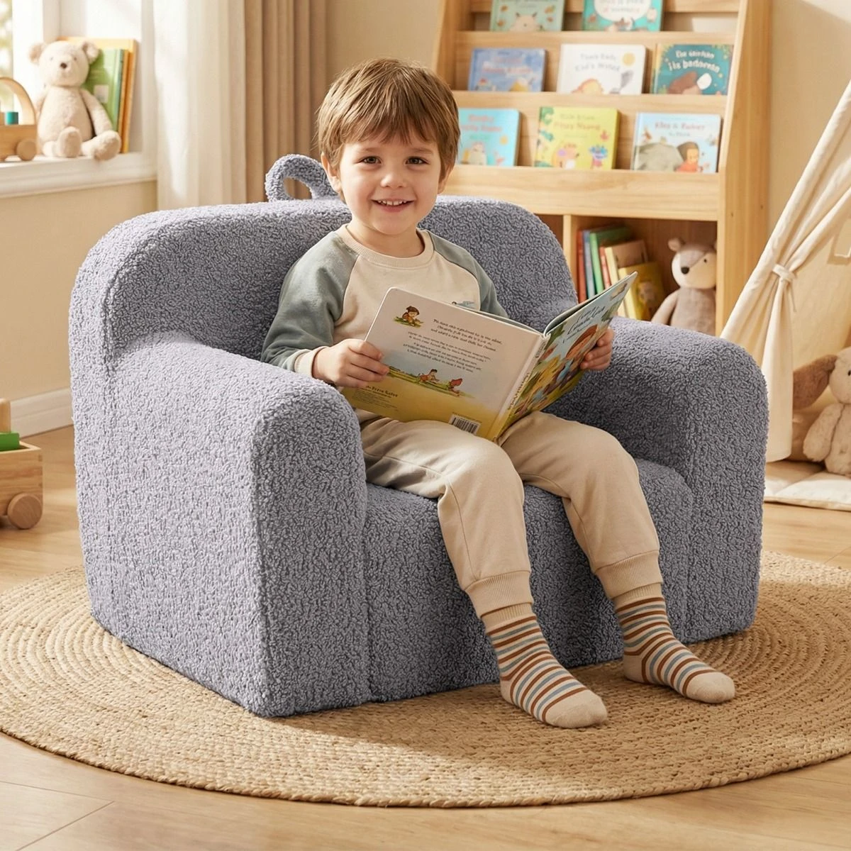 Sofá Infantil Leitura Espuma Alta Densidade Funda Teddy