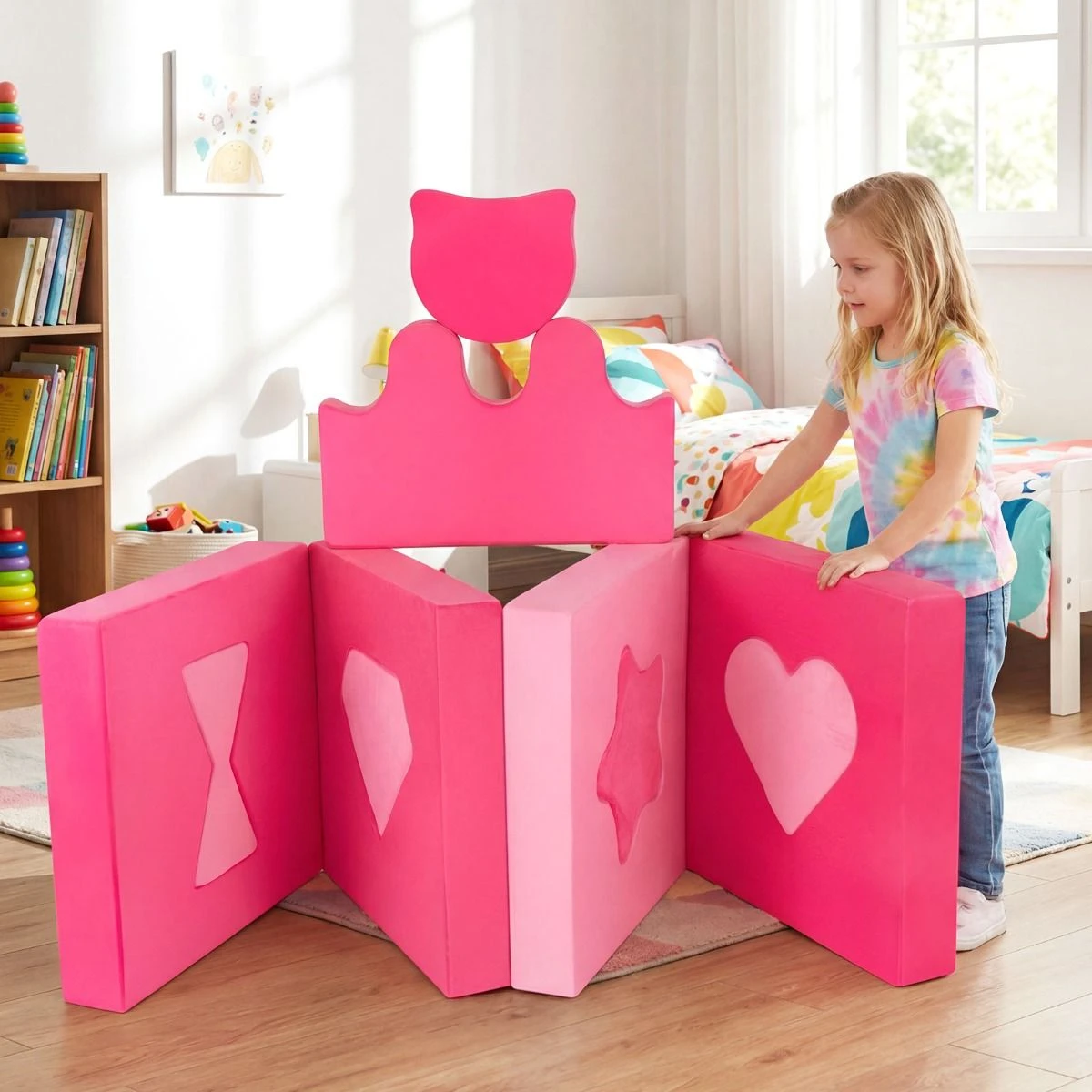 Sofá Modular de Espuma 14 Peças para Escalar - Rosa com