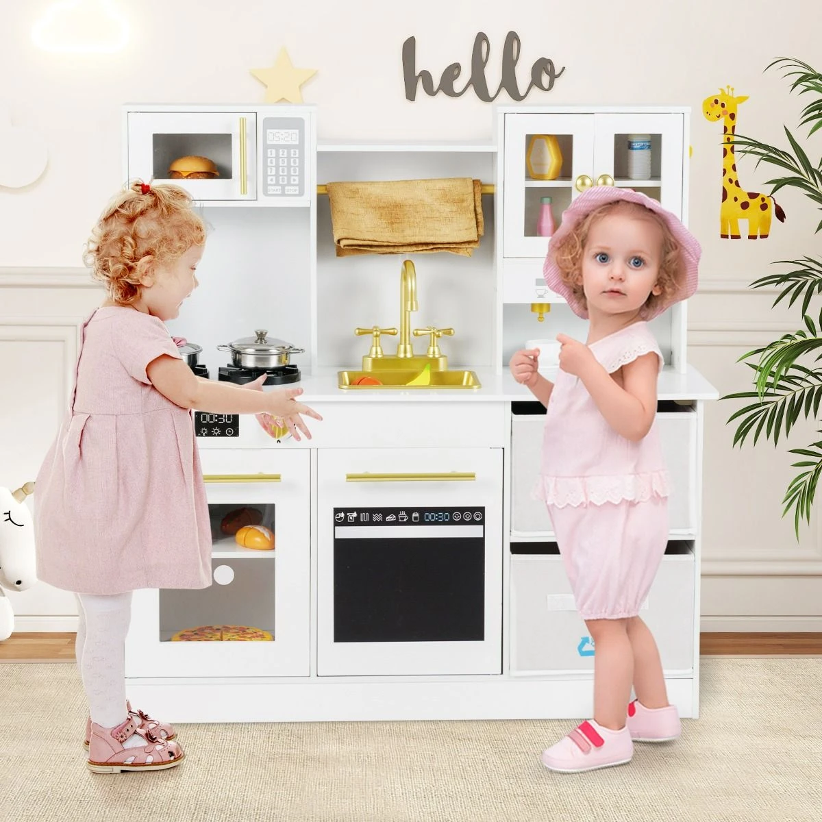 Cozinha de Brincar Infantil Madeira Fogões com Luz e So
